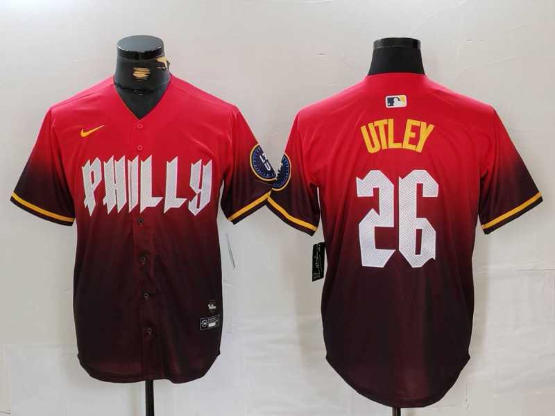 Men%27s Philadelphia Phillies #26 Chase Utley Red 2024 City Connect Limited Stitched Jersey->philadelphia phillies->MLB Jersey